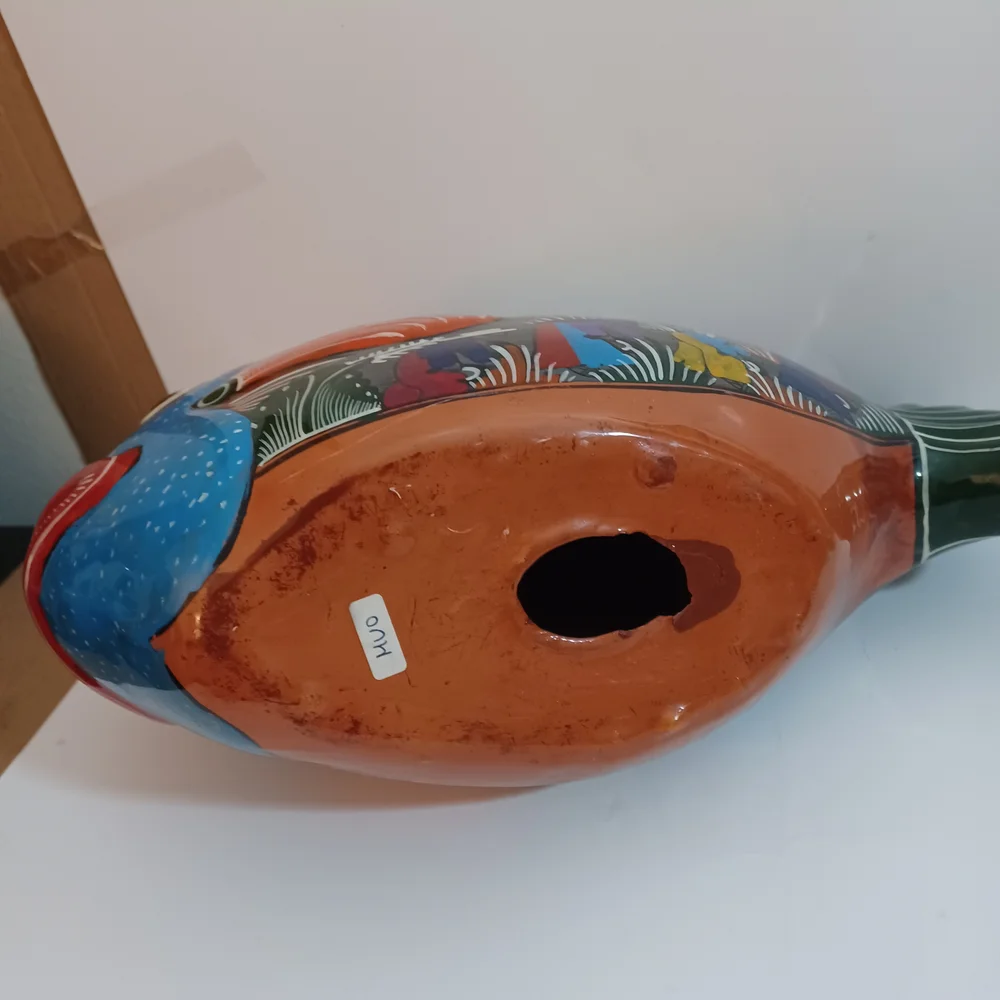 Handpainted Terracotta Mexican Folk Art Large Fish 15X9.5